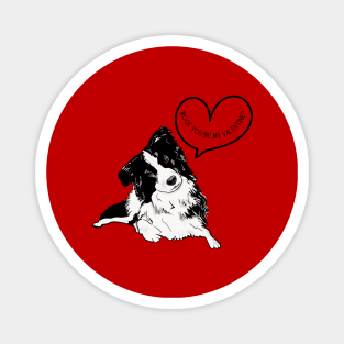 Woof You Be My Valentine with Border Collie Magnet